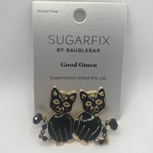 SUGARFIX by BaubleBar 'Good Omen' Statement Halloween Earrings - Black Cats NEW